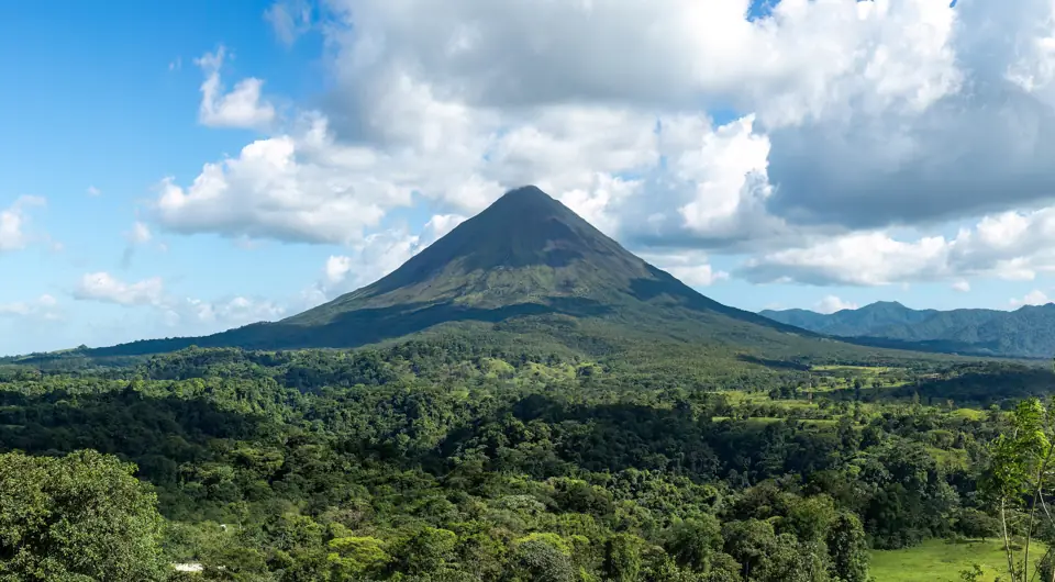 Arenal Volcano rising above the rainforest near La Fortuna, Costa Rica