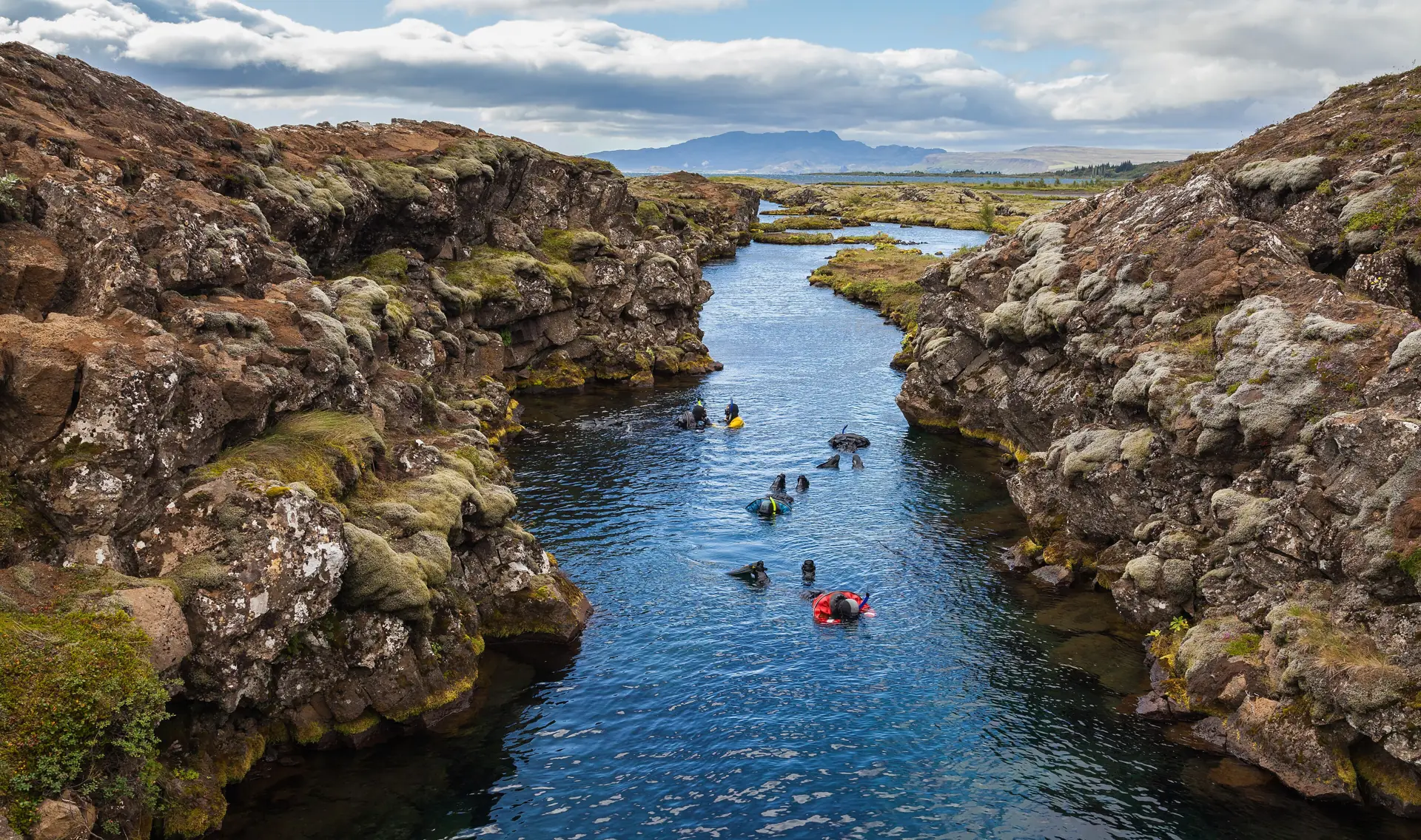 The clear blue water of the Silfra fissure in Þingvellir national park