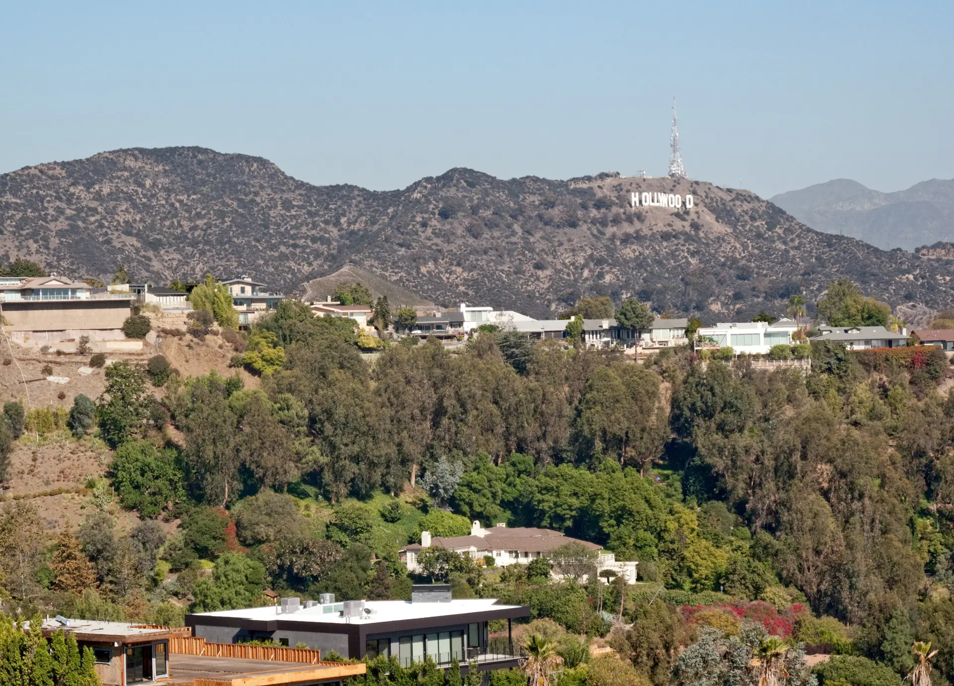 The Hollywood Sign on Mount Lee above the Griffith Park hills
