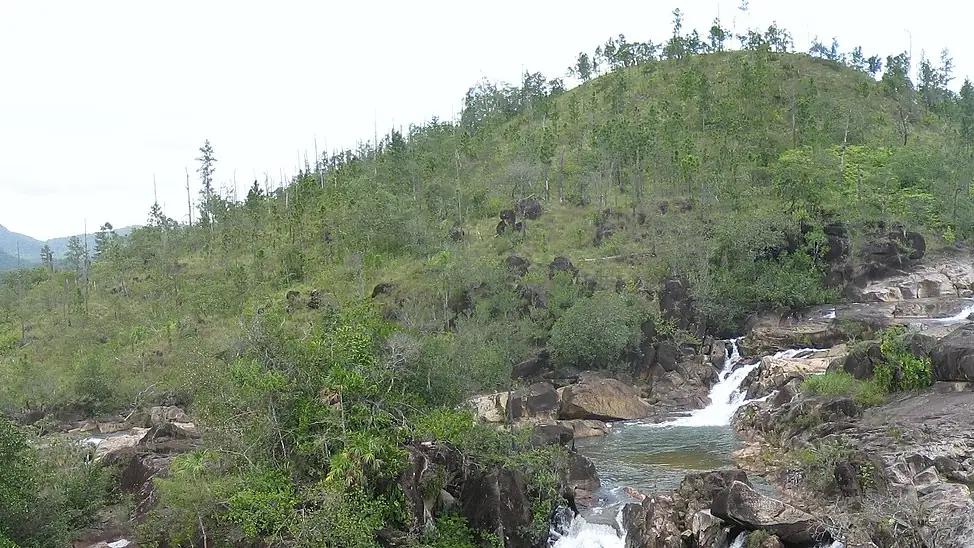 The forested karst hills of western Belize, cut through with rivers and sinkholes