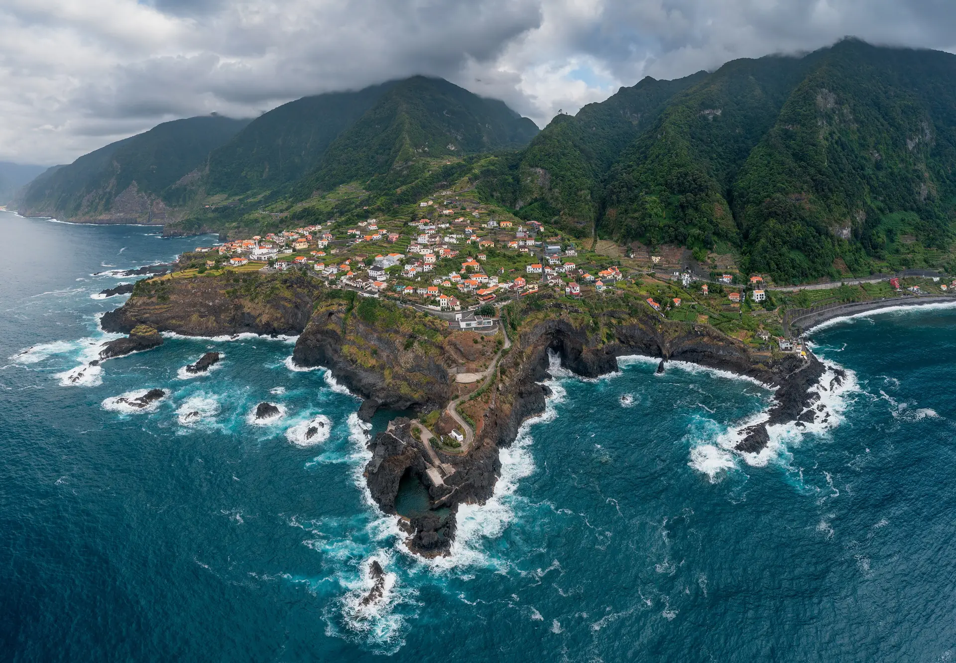 The village of Seixal on Madeira's steep north coast