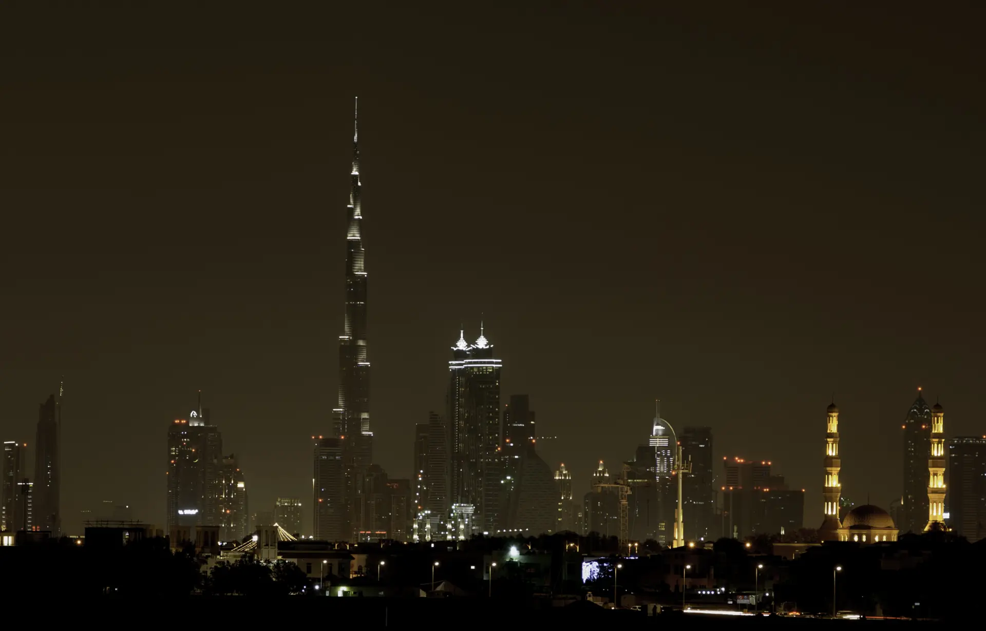 Downtown Dubai with the Burj Khalifa seen from a neighbouring tower
