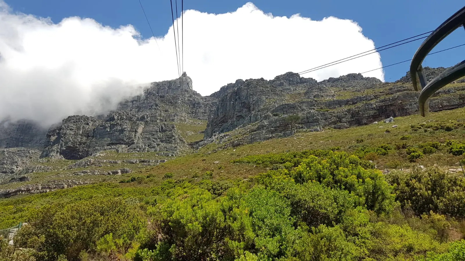The upper station of the Table Mountain Aerial Cableway perched on the cliff edge of the plateau above Cape Town